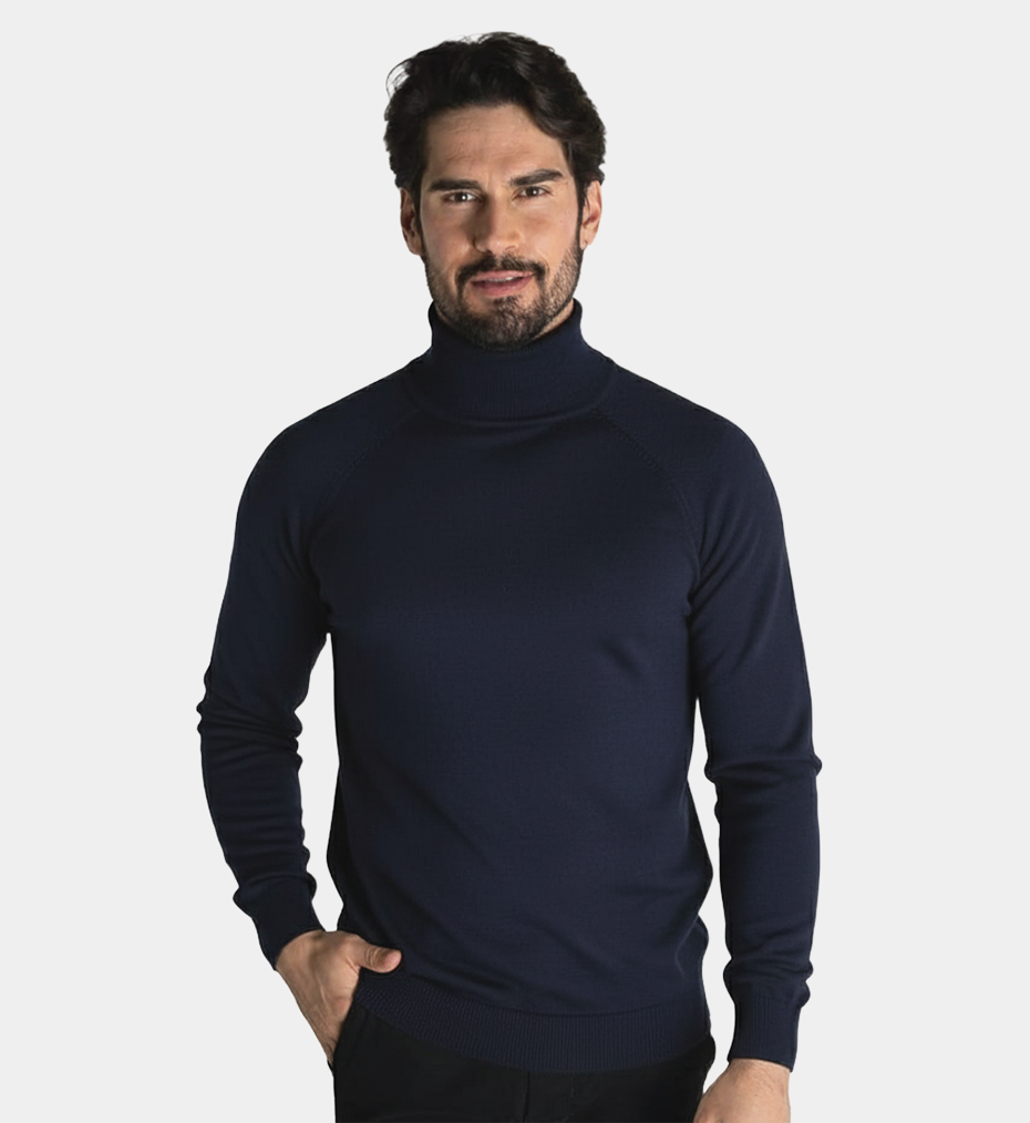 Pull uni à col long