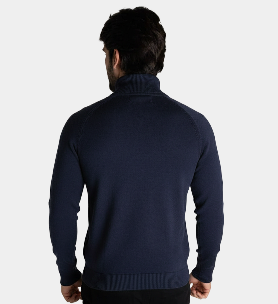 Pull uni à col long