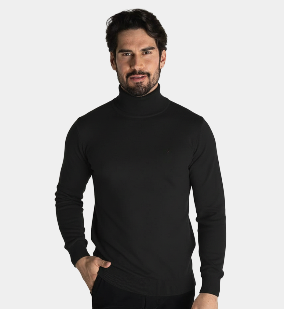 Pull uni à col long