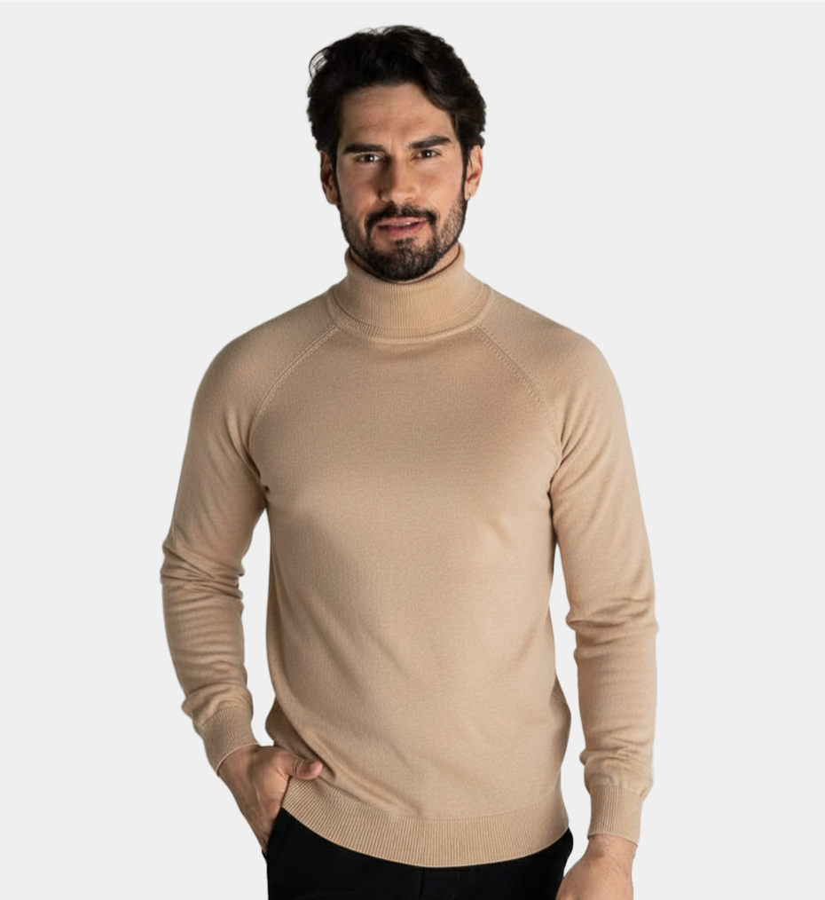 Pull uni à col long