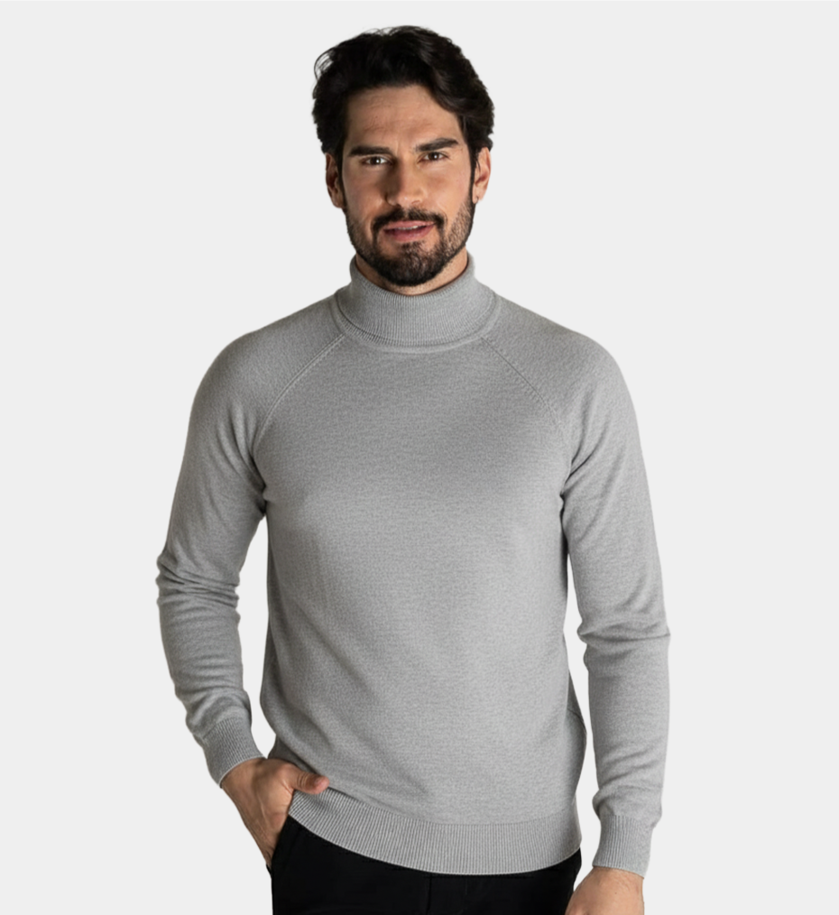 Pull uni à col long